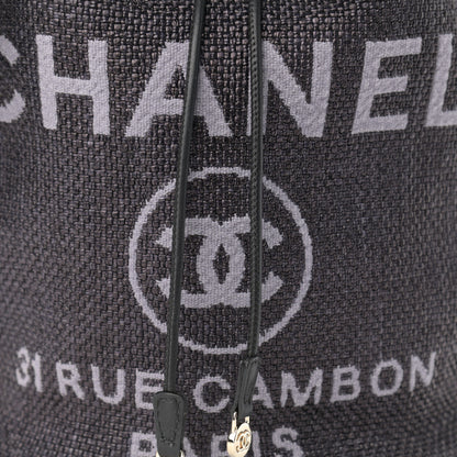 Chanel Mixed Fibers Deauville Drawstring Bag Black 8 of 10