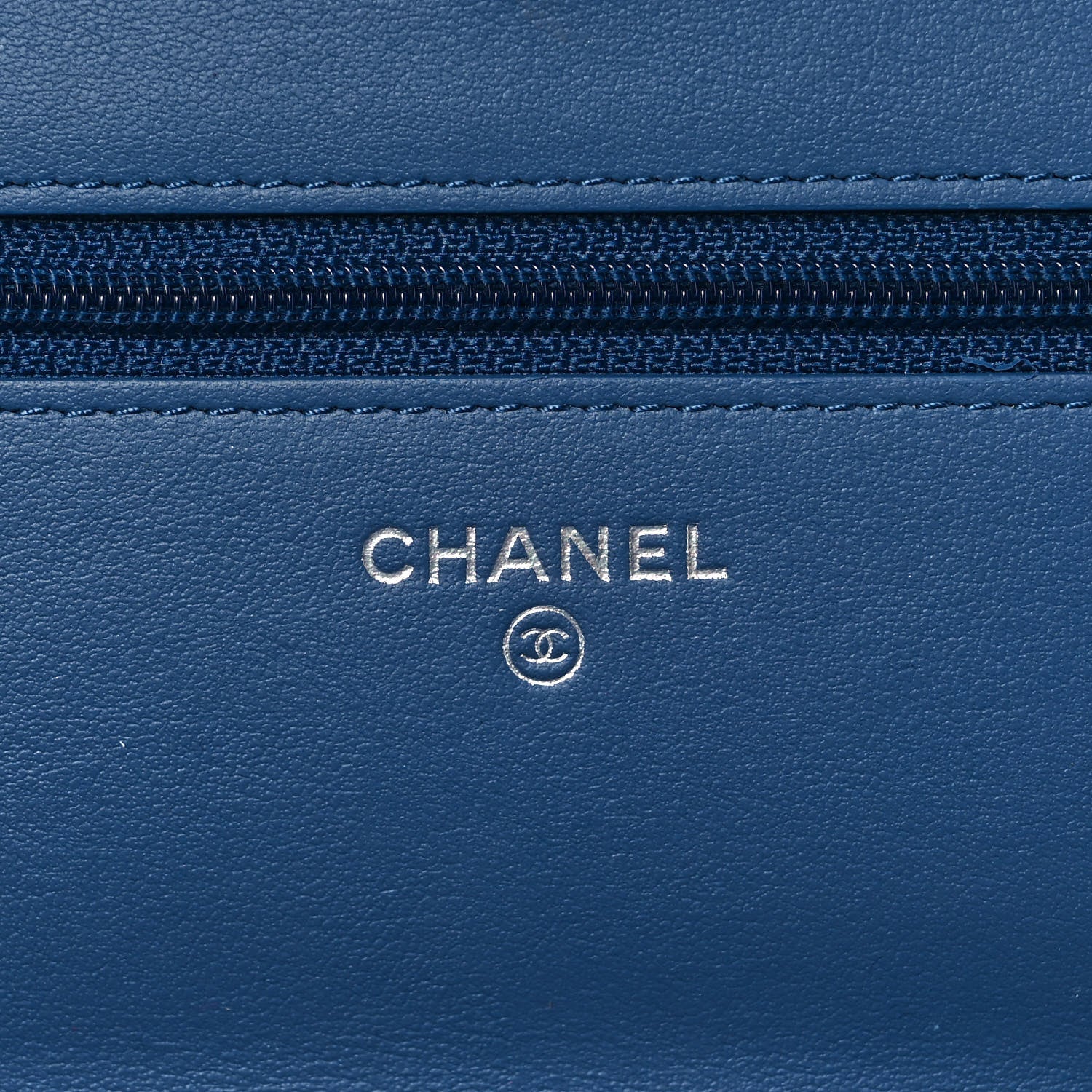 Chanel Denim Quilted Camellia Wallet On Chain WOC Blue 5 of 9