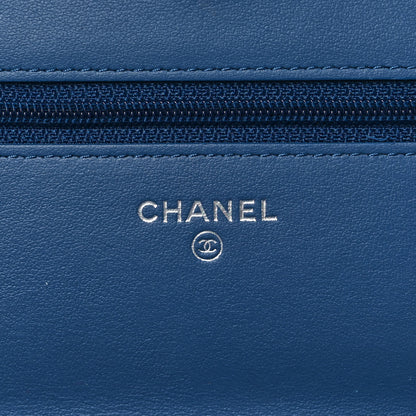 Chanel Denim Quilted Camellia Wallet On Chain WOC Blue 5 of 9