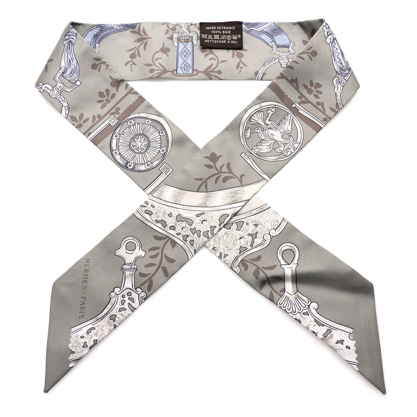 Silk Etriers Remix Twilly Sauge Marron Argent