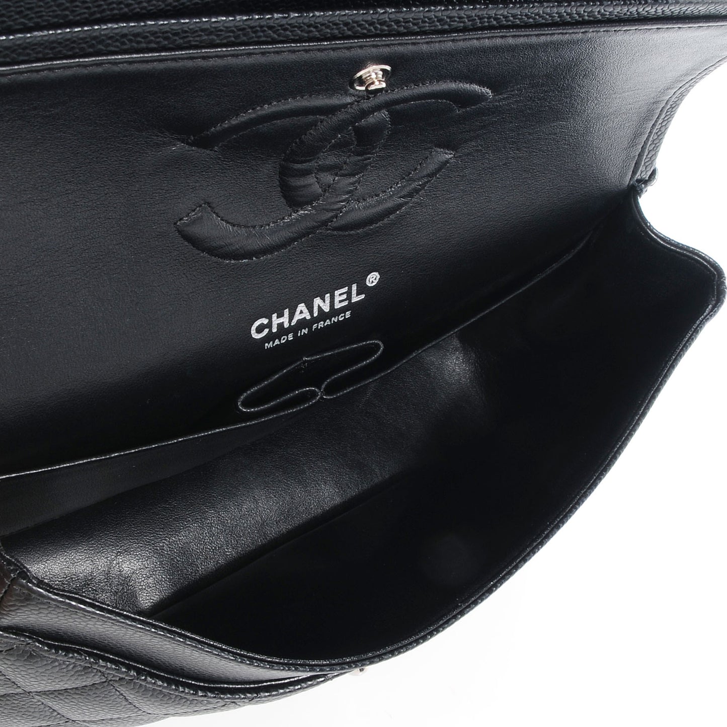 Caviar Quilted Medium Double Flap Black