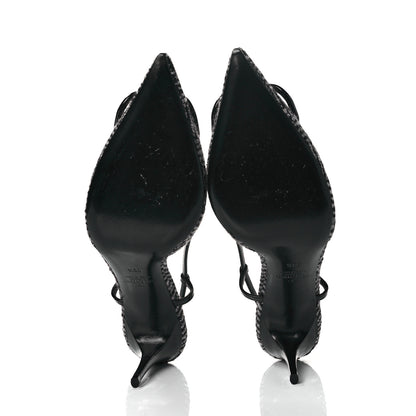 Valentino Garavani Tweed Signature Vlogo Slingback 80mm Pumps 38.5 Black 5 of 10