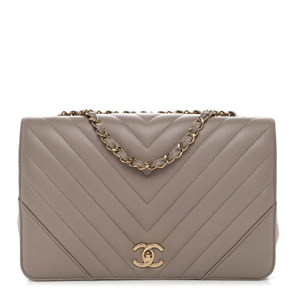 Chanel Calfskin Chevron Quilted Large Statement Flap Beige 1 of 10