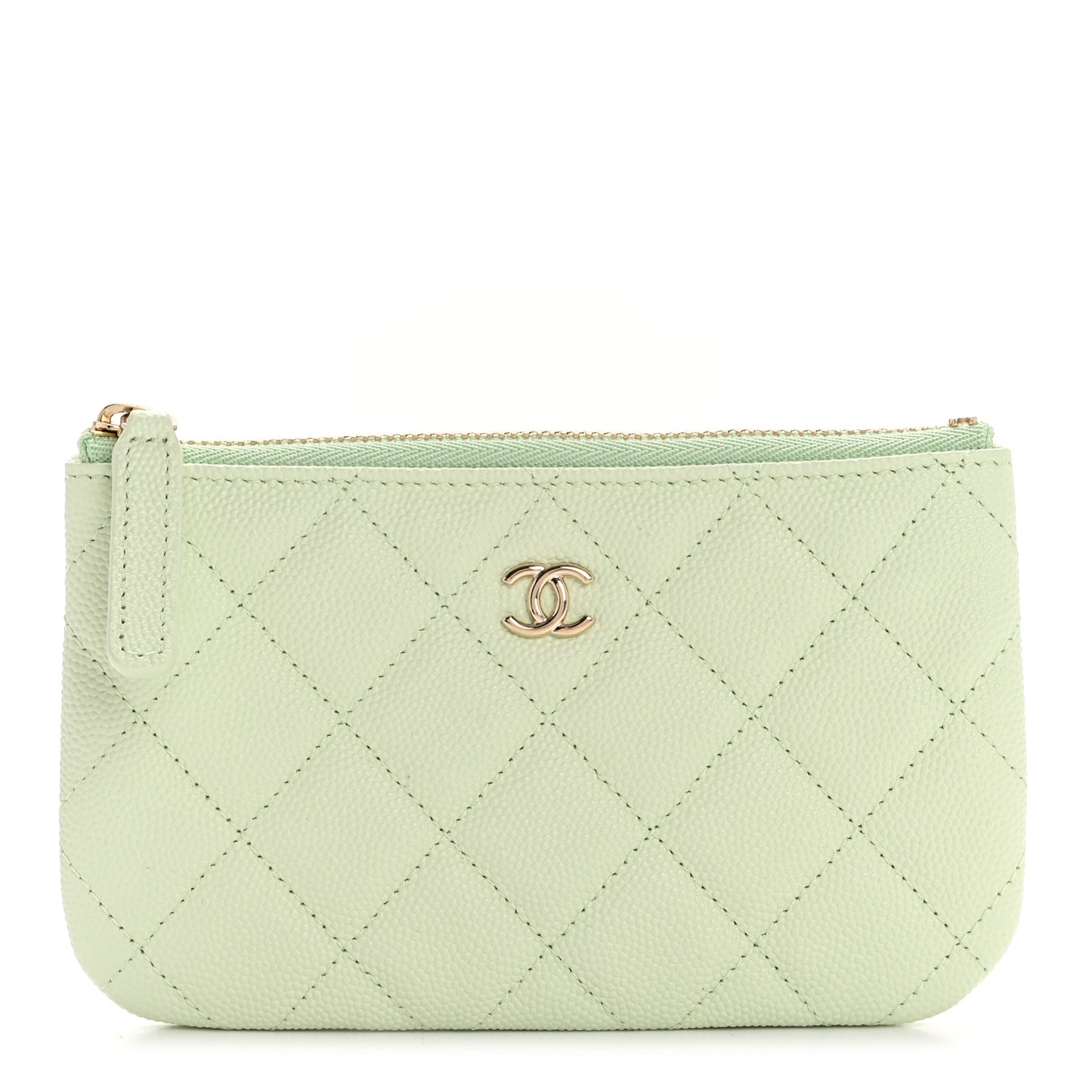Caviar Quilted Small Cosmetic Case Light Green