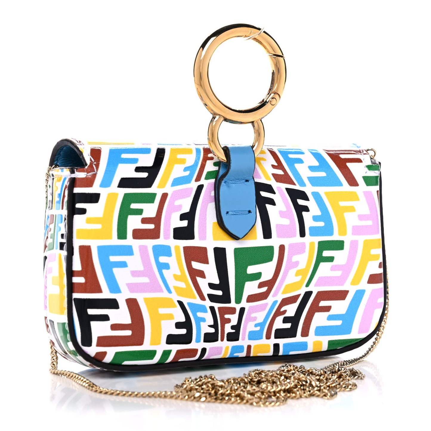 X SARAH COLEMAN Vitello Liberty Ceylon Micro FF Fish Eye Embossed Nano Baguette Charm Multicolor Cyber Blue