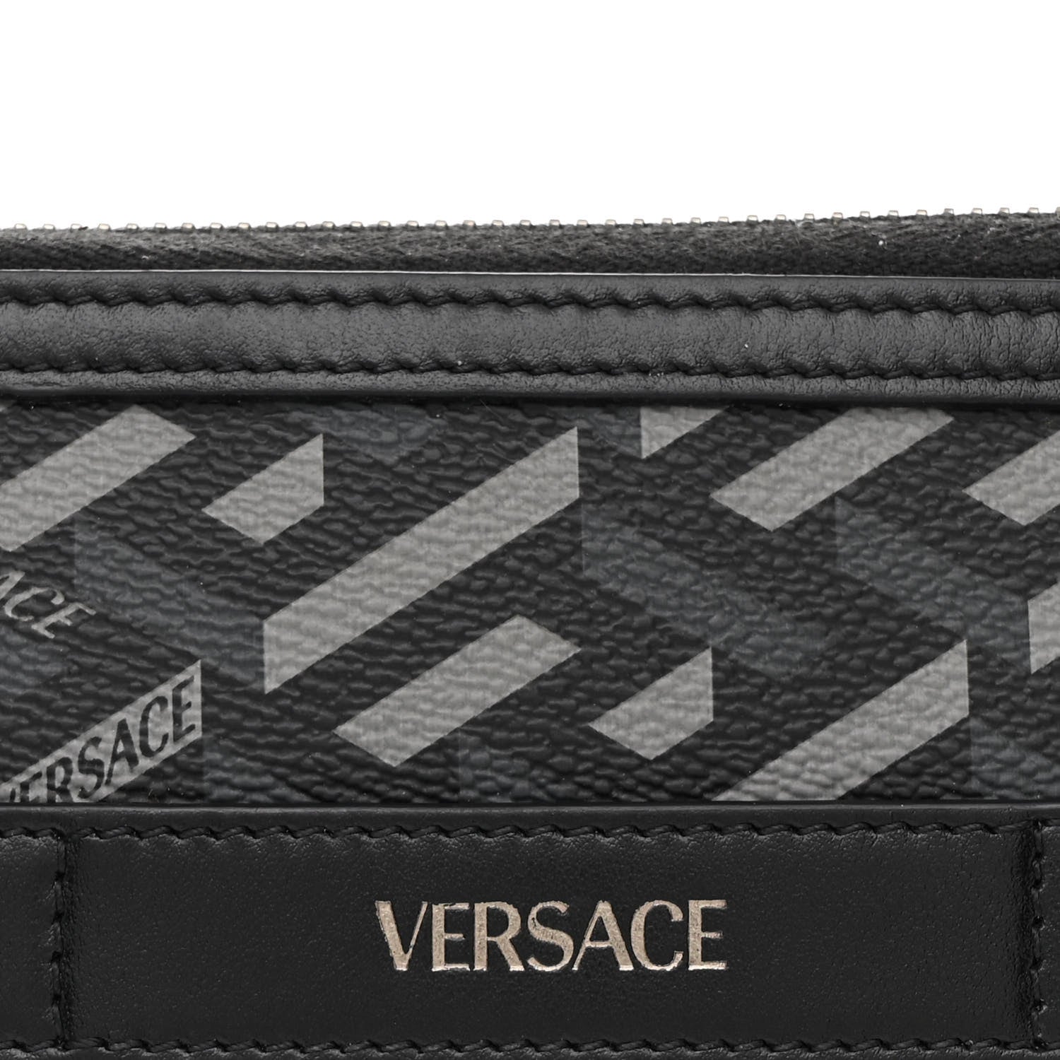 Versace Coated Canvas La Greca Signature  Black Gray 7 of 11