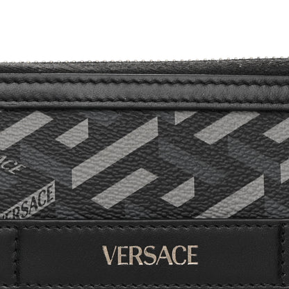 Versace Coated Canvas La Greca Signature  Black Gray 7 of 11