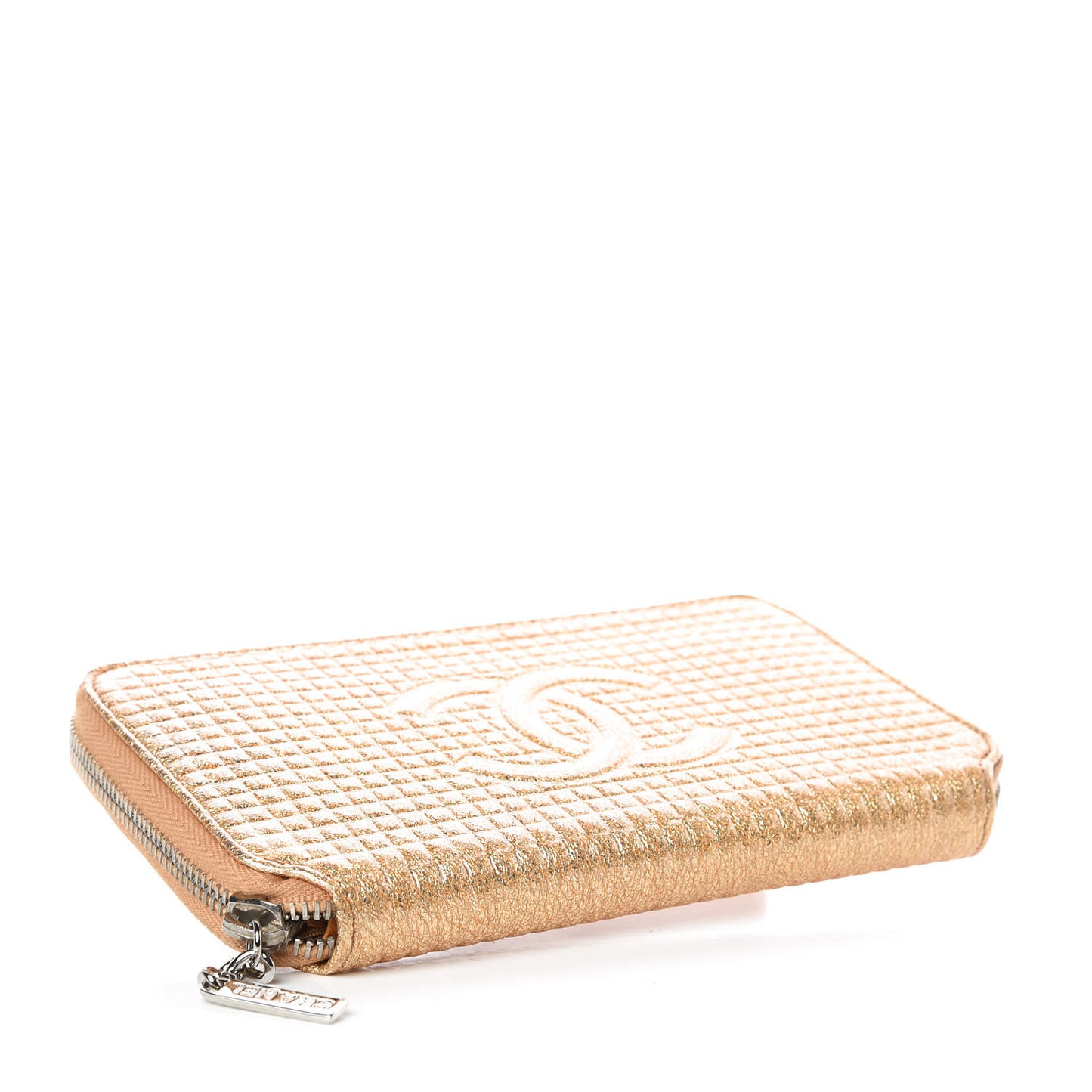 Patent Embossed CC Zip Around Wallet Gold