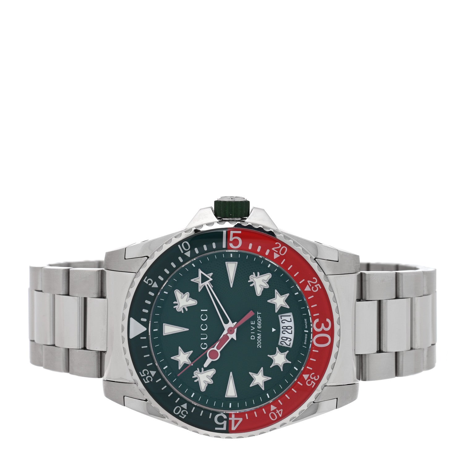 Gucci Stainless Steel 45mm Dive Quartz Watch Green 2 of 5