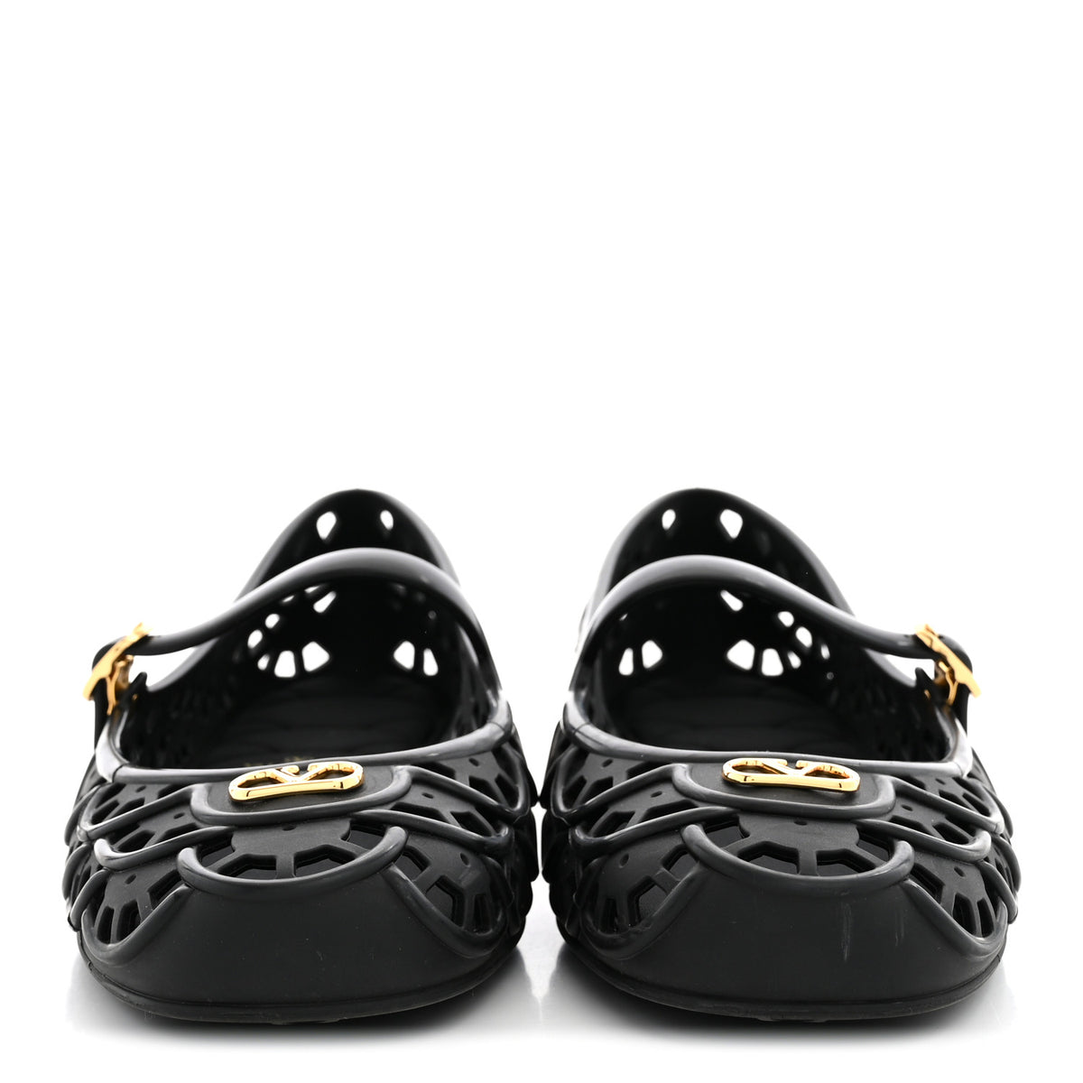 Scalloped Rubber VLogo Ondette Ballerina Flats 41 Black