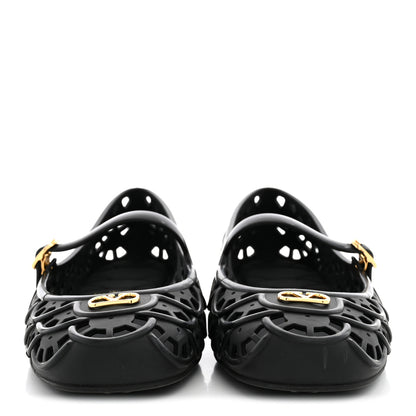 Valentino Garavani Scalloped Rubber VLogo Ondette Ballerina Flats 41 Black 3 of 9