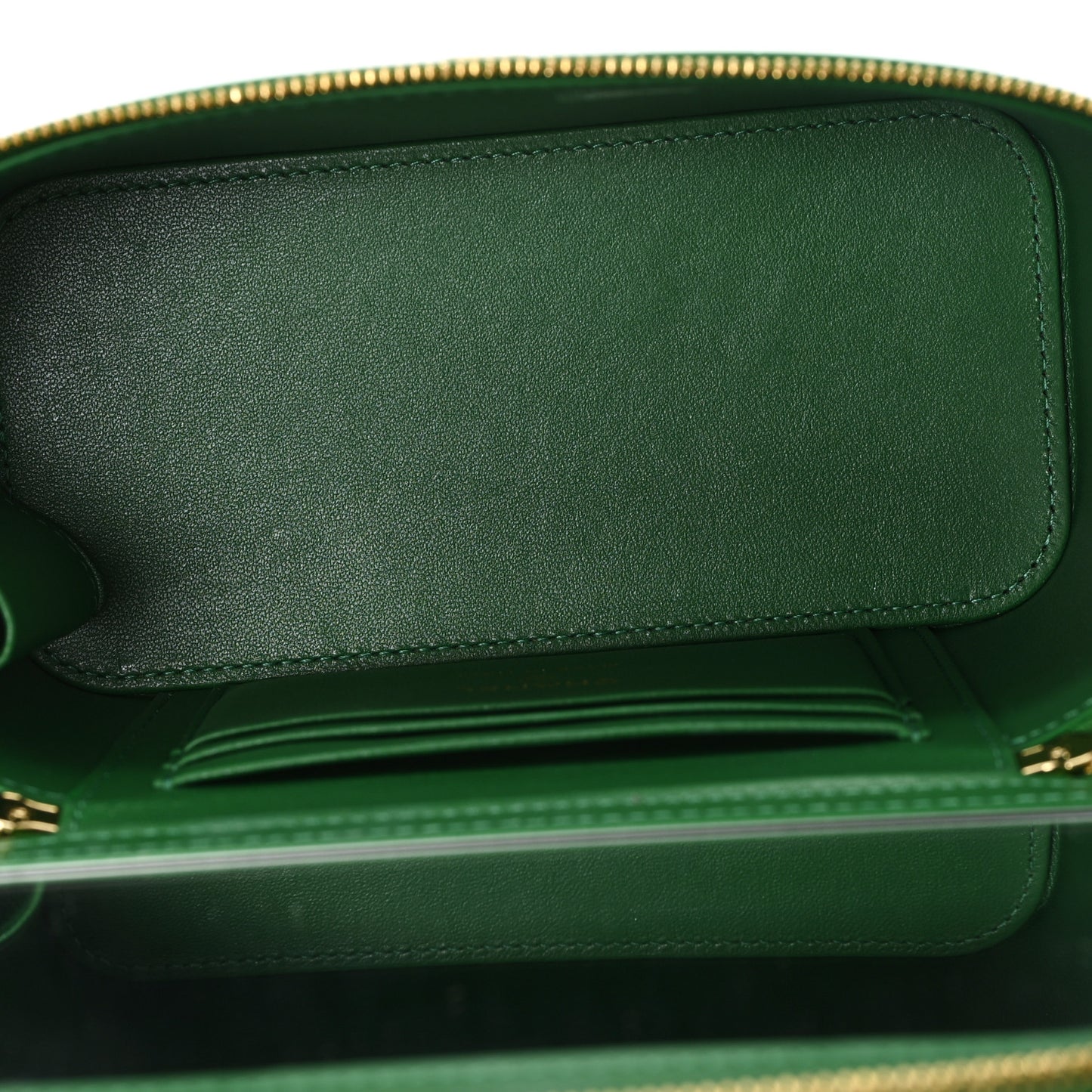 Calfskin Crocodile Embossed Exoticoco Small Top Handle Vanity Case With Chain Emerald