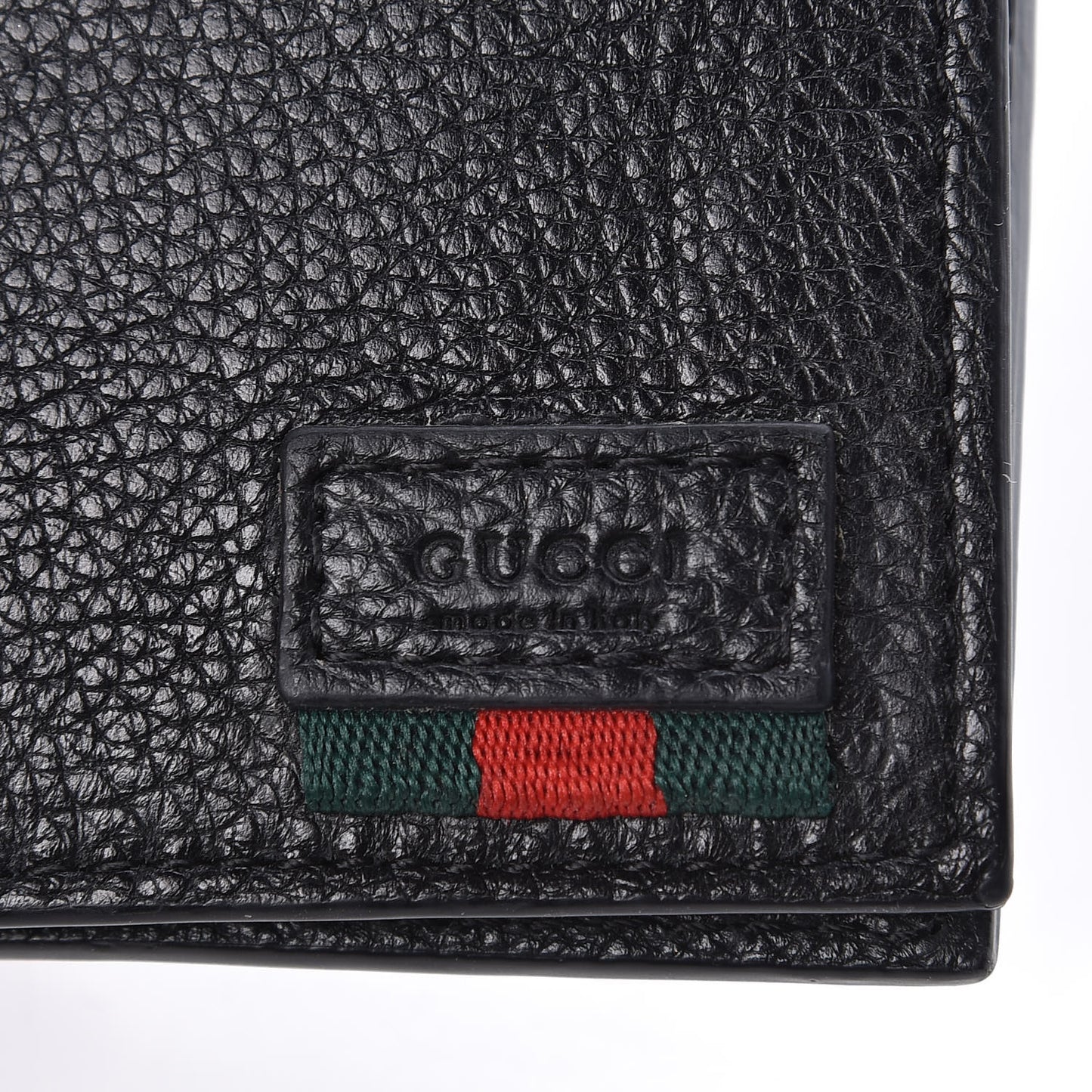 Grained Calfskin Web Bi-Fold Wallet Black