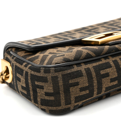 Fendi Fabric Jacquard FF 1974 Midi Chain Baguette Tobacco Moro 8 of 9