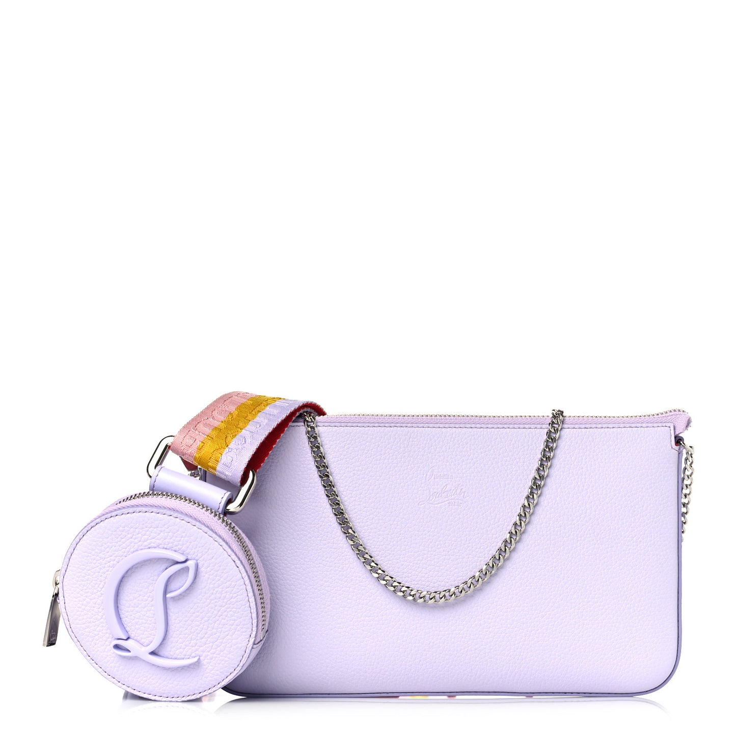 Calfskin Empire Loubila Pouch on Chain Lilac Smoke Rosy