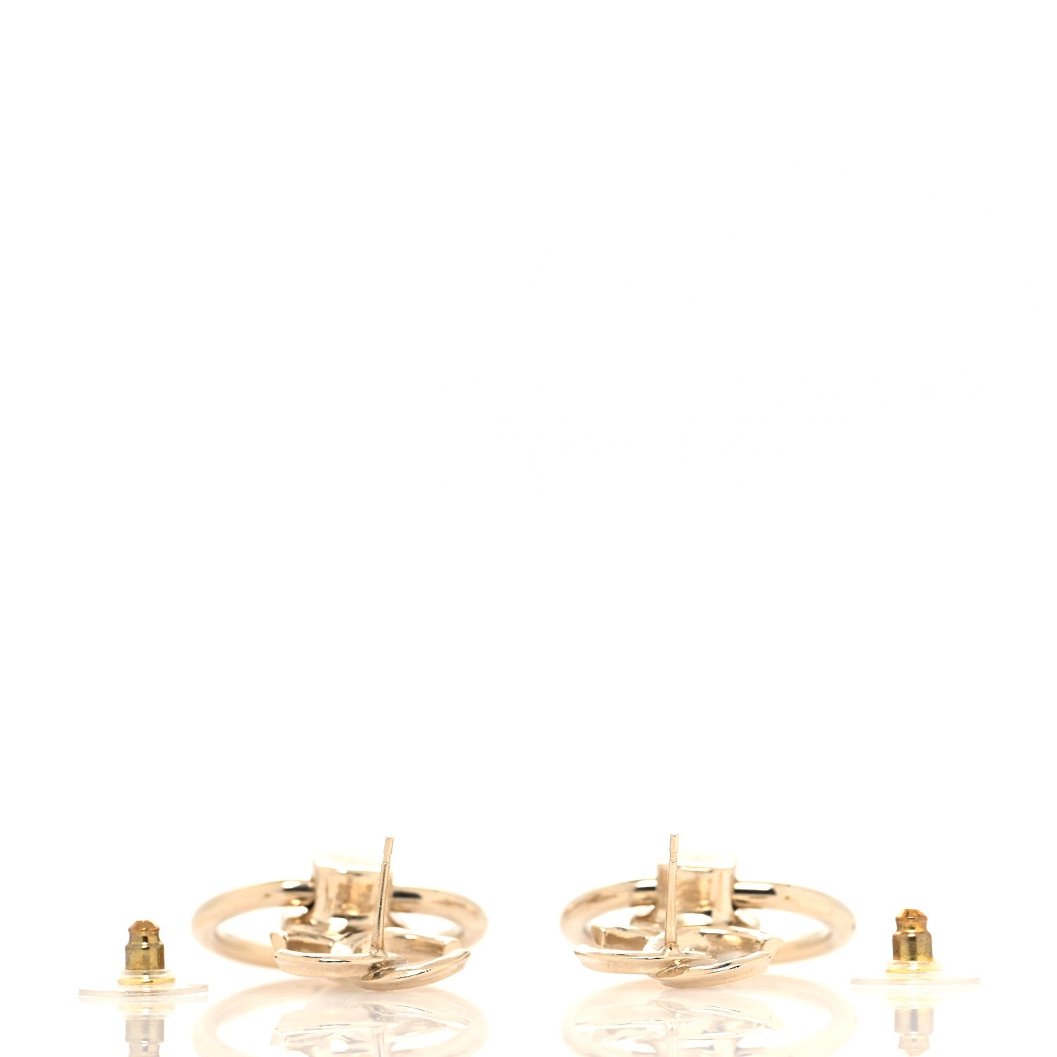 Chanel Metal Pearl CC Hoop Drop Earrings Gold 3 of 4