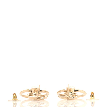 Chanel Metal Pearl CC Hoop Drop Earrings Gold 3 of 4
