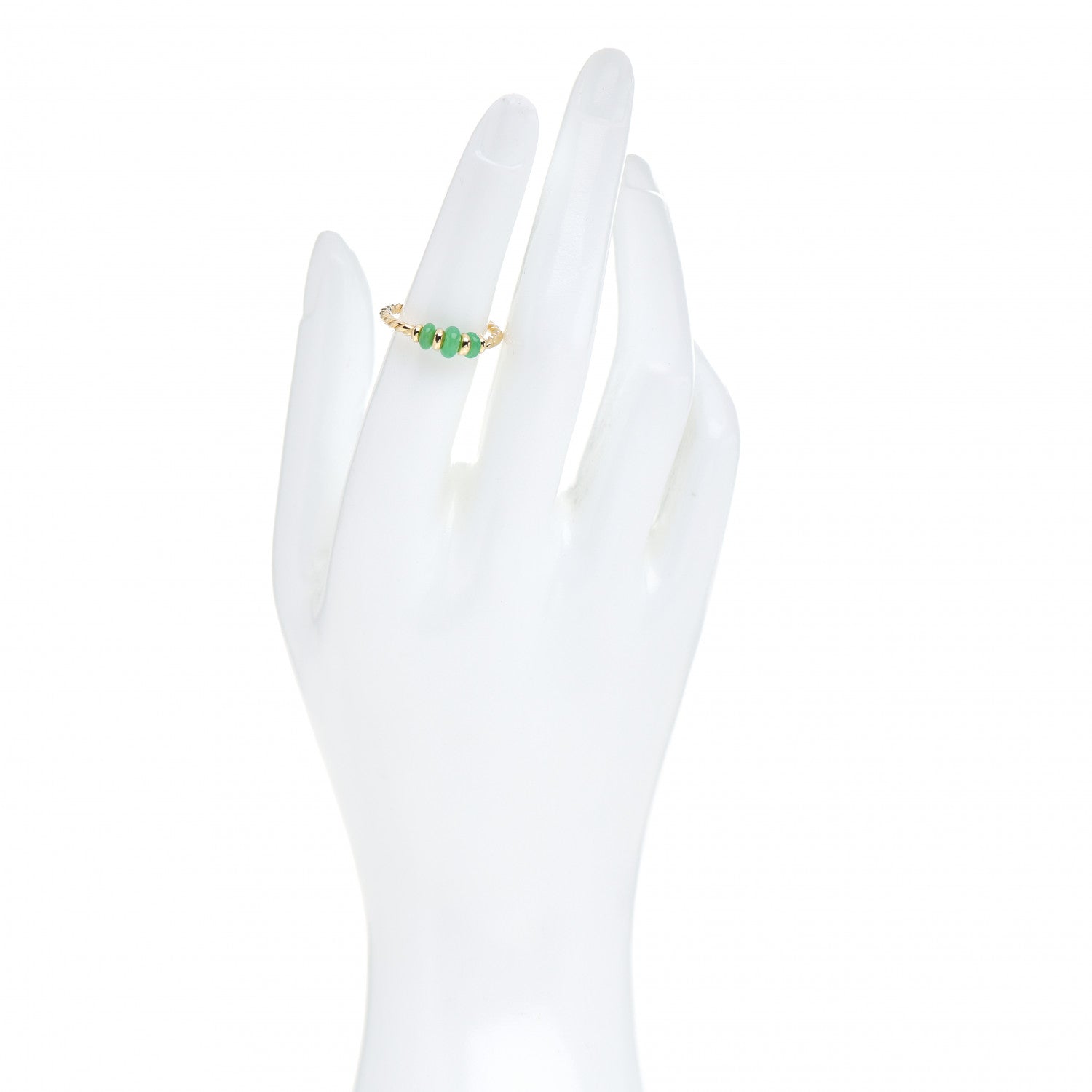 David Yurman 18K Yellow Gold Chrysoprase Rio Rondelle Ring 52 6 2 of 4