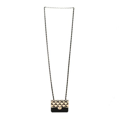Chanel Metal Resin Lambskin Flap Bag Long Necklace Gold Black 3 of 5