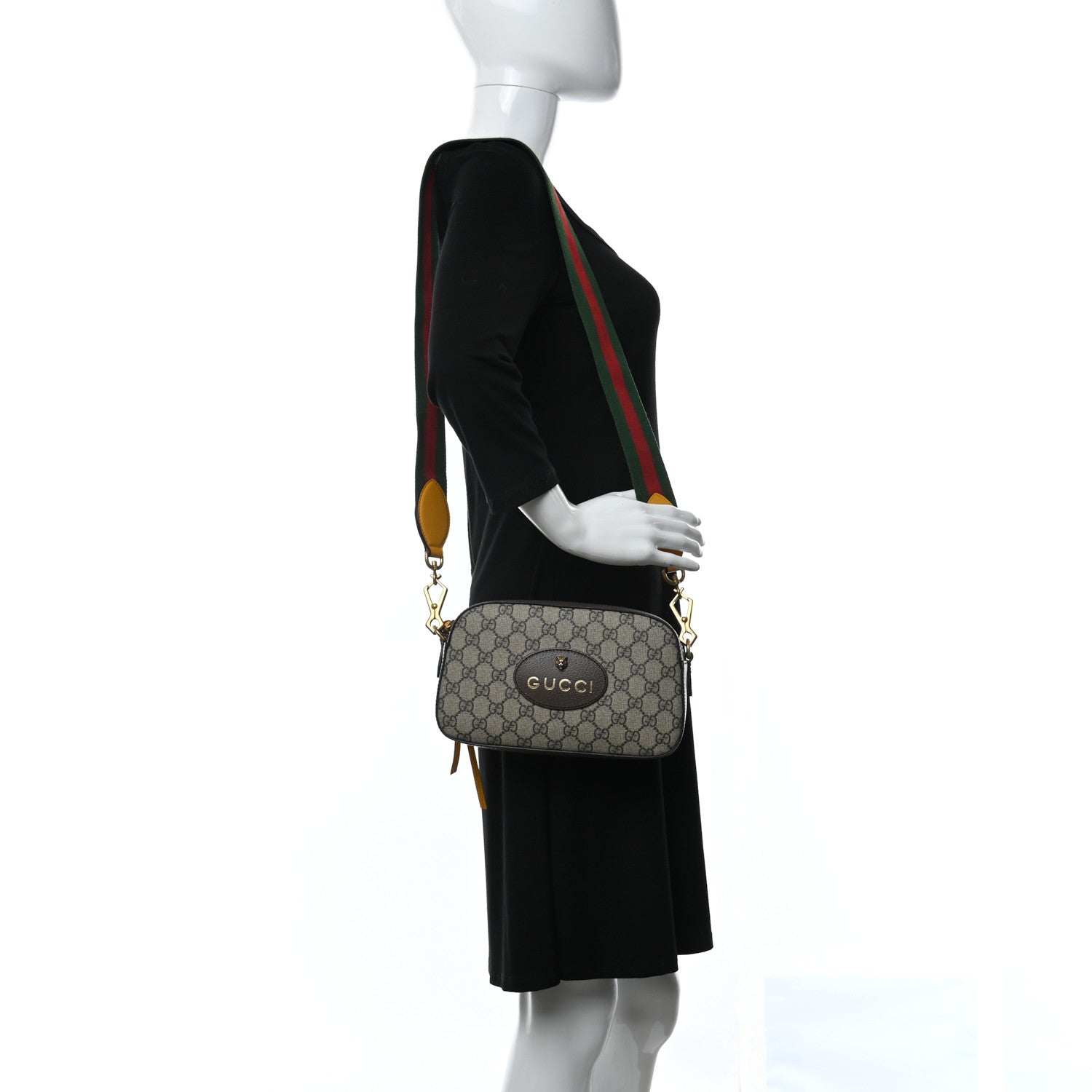 Gucci GG Supreme Monogram Web Neo Vintage Shoulder Bag Beige New Acero Crop 2 of 10