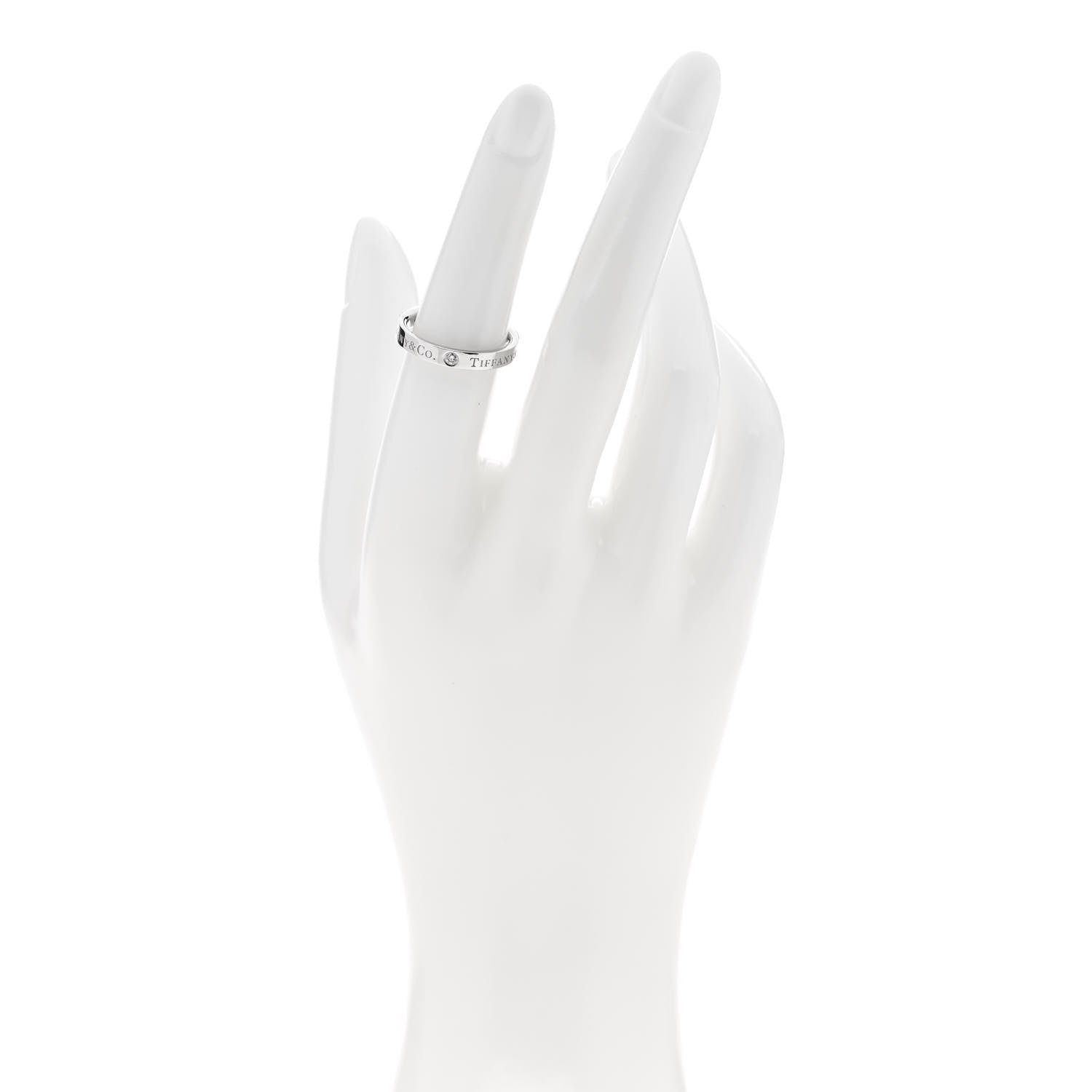 Tiffany Platinum Diamond Logo Band Ring 51 5.75 2 of 4