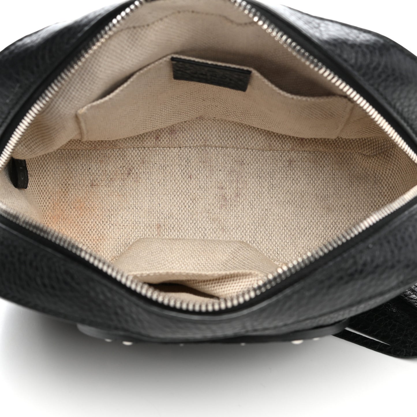 Pebbled Calfskin Studded Small Soho Disco Bag Black