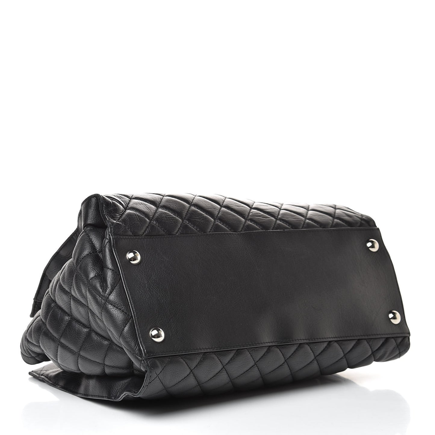 Calfskin Quilted Large Chic and Soft Shopping Tote Black