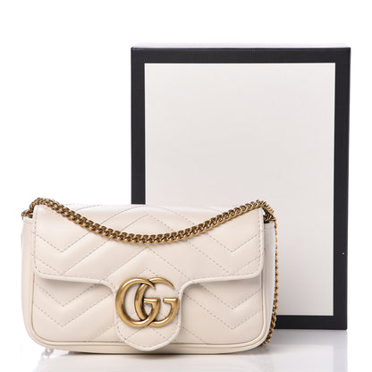Gucci Calfskin Matelasse Super Mini GG Marmont Shoulder Bag White 13 of 13
