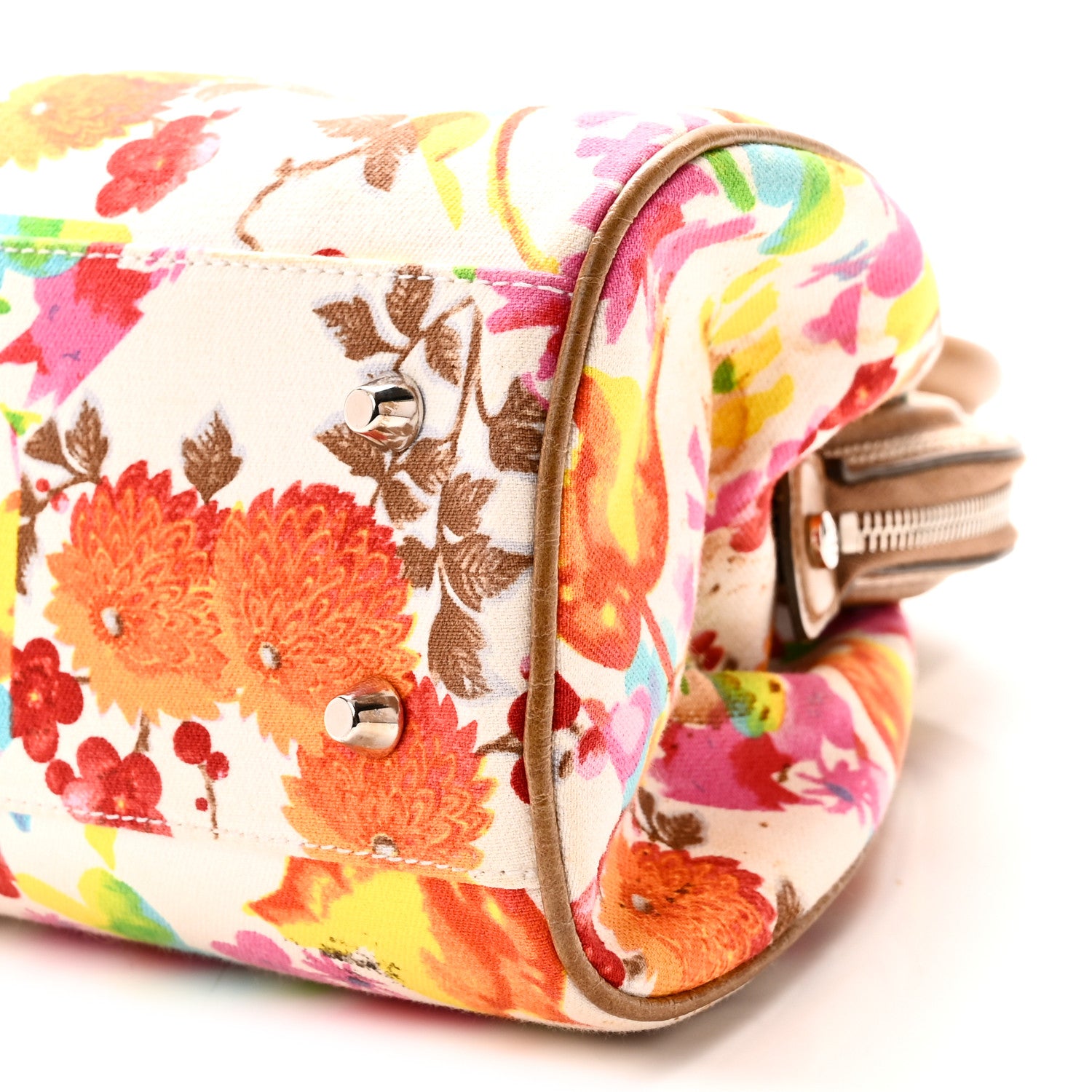 Christian Dior Canvas Floral Frame Satchel 10 of 10