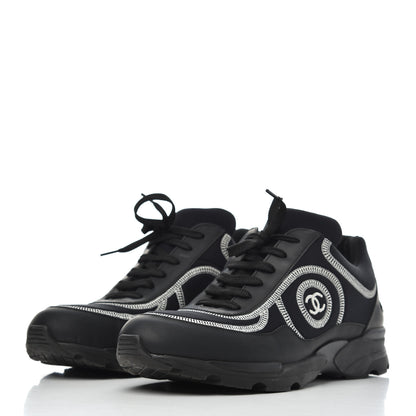 Chanel Lycra Fabric CC Sneakers 40 Black 3 of 14