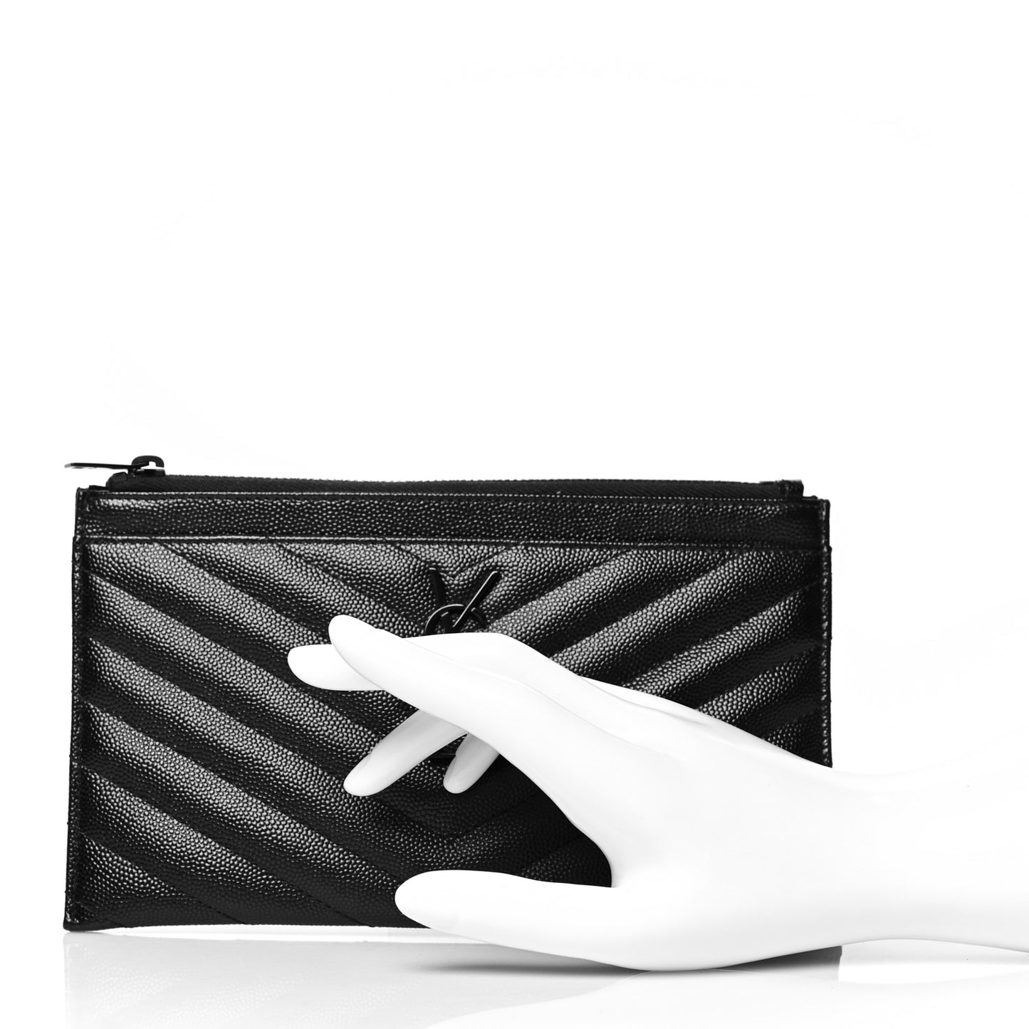 Grain De Poudre Chevron Monogram Bill Pouch Black