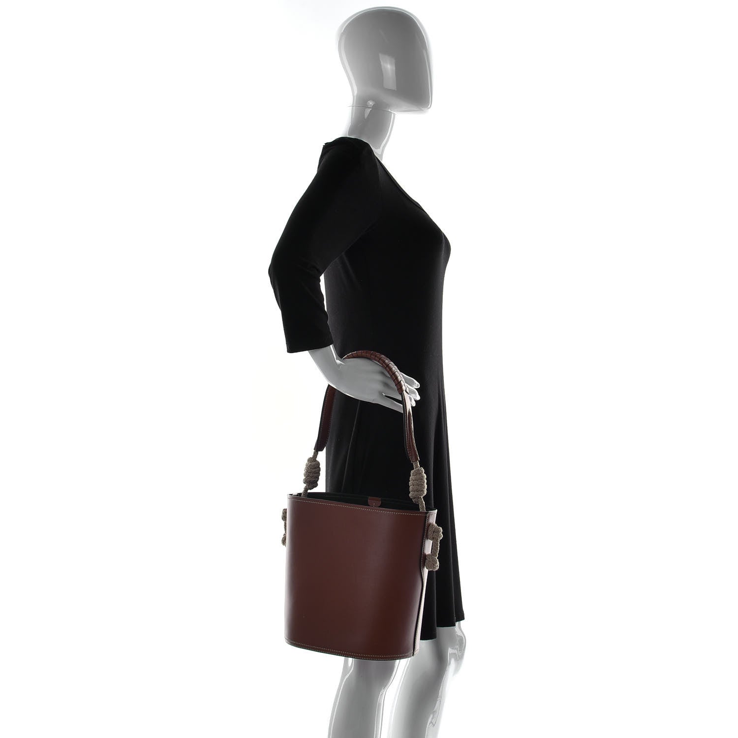 Prada City Calfskin Knotted Rope Bucket Bag Cognac 2 of 19