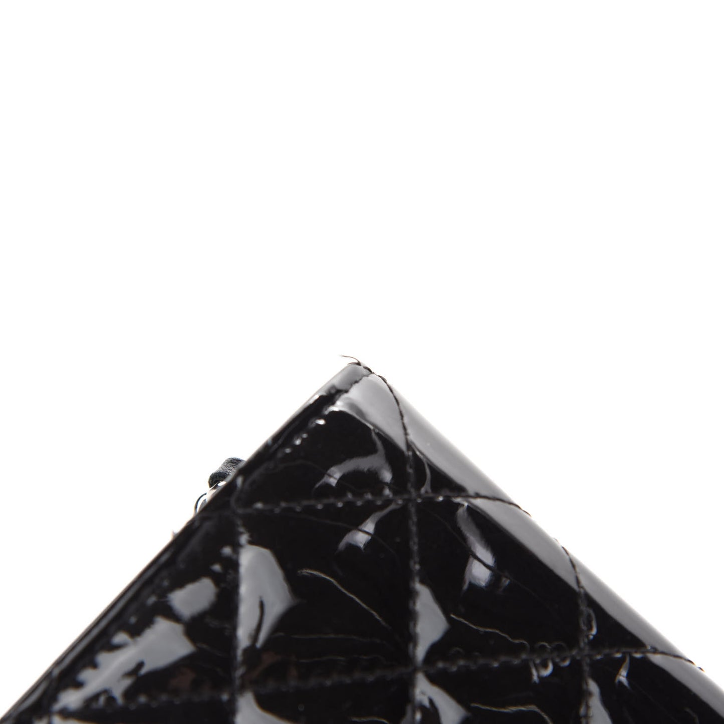 Patent Quilted Brilliant Wallet On Chain WOC Black