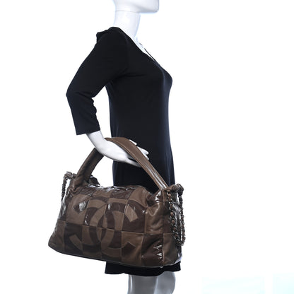 Chanel Patent Patchwork Large Brooklyn Tote Brown 2 of 10