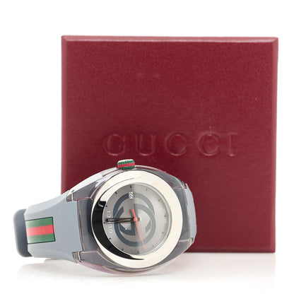 Gucci Stainless Steel Rubber 46mm Sync Web Quartz Watch Grey 5 of 5