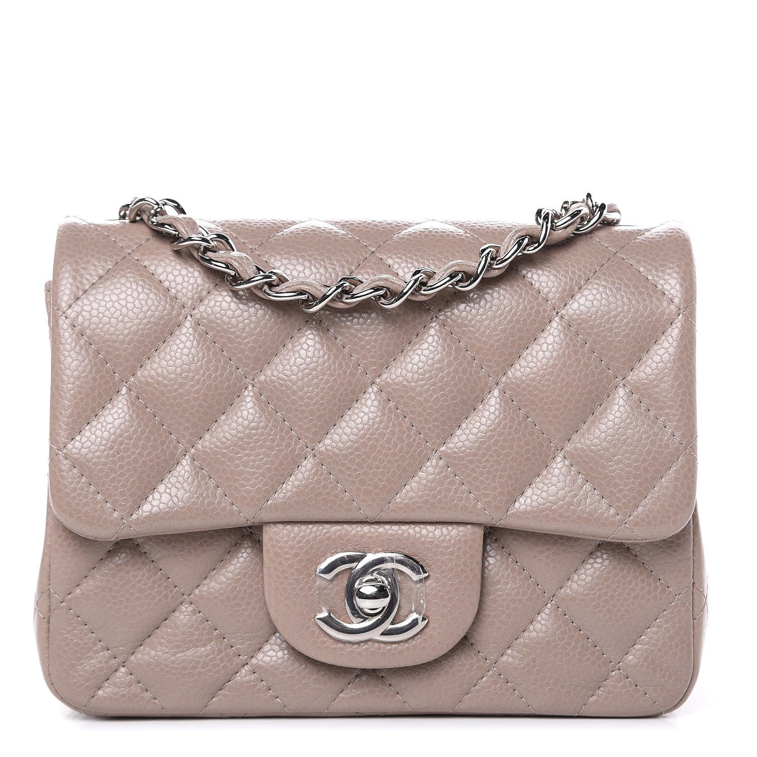 Chanel Caviar Quilted Mini Square Flap Taupe 1 of 10