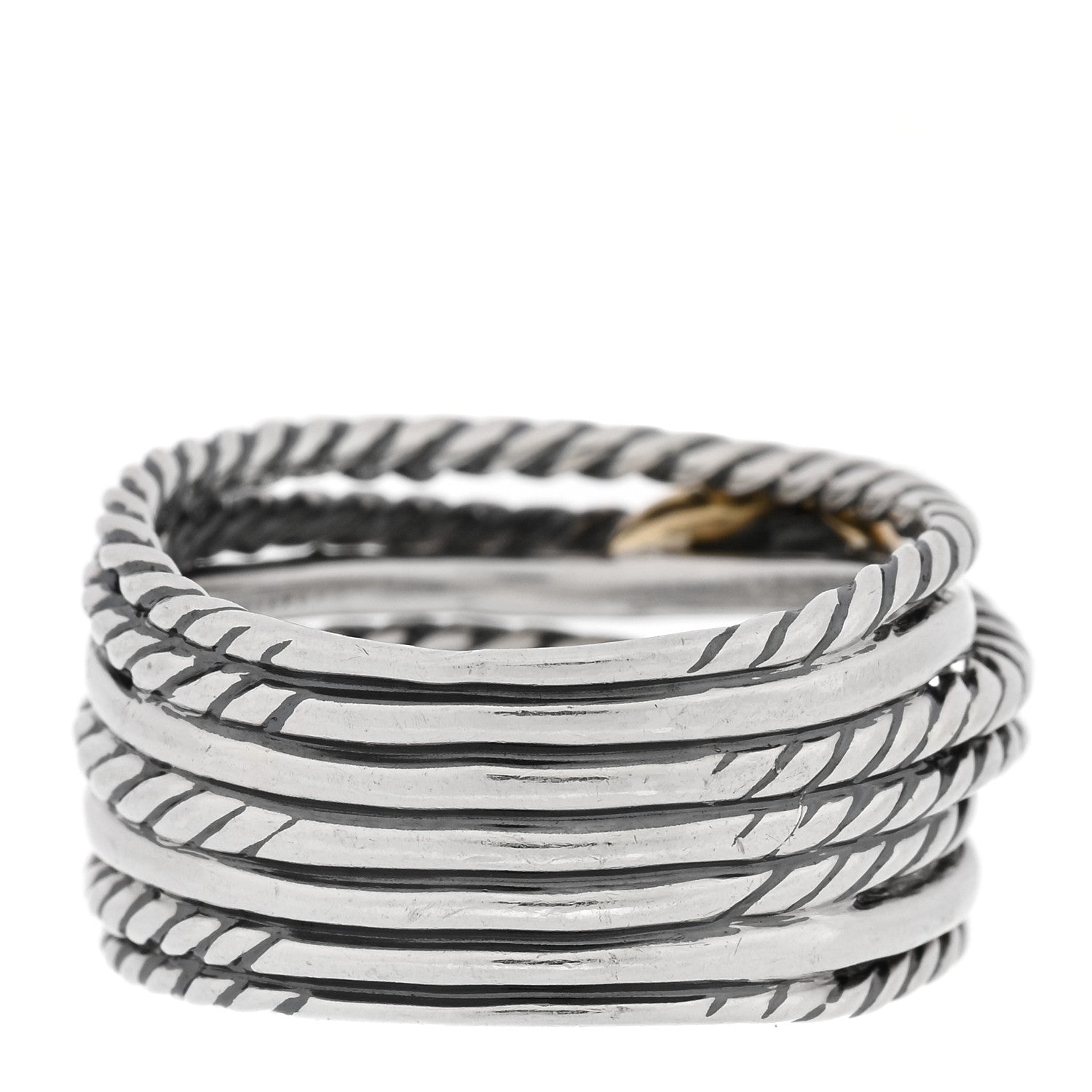 David Yurman Sterling Silver 18K Yellow Gold Double X Crossover Ring 52 6 3 of 5