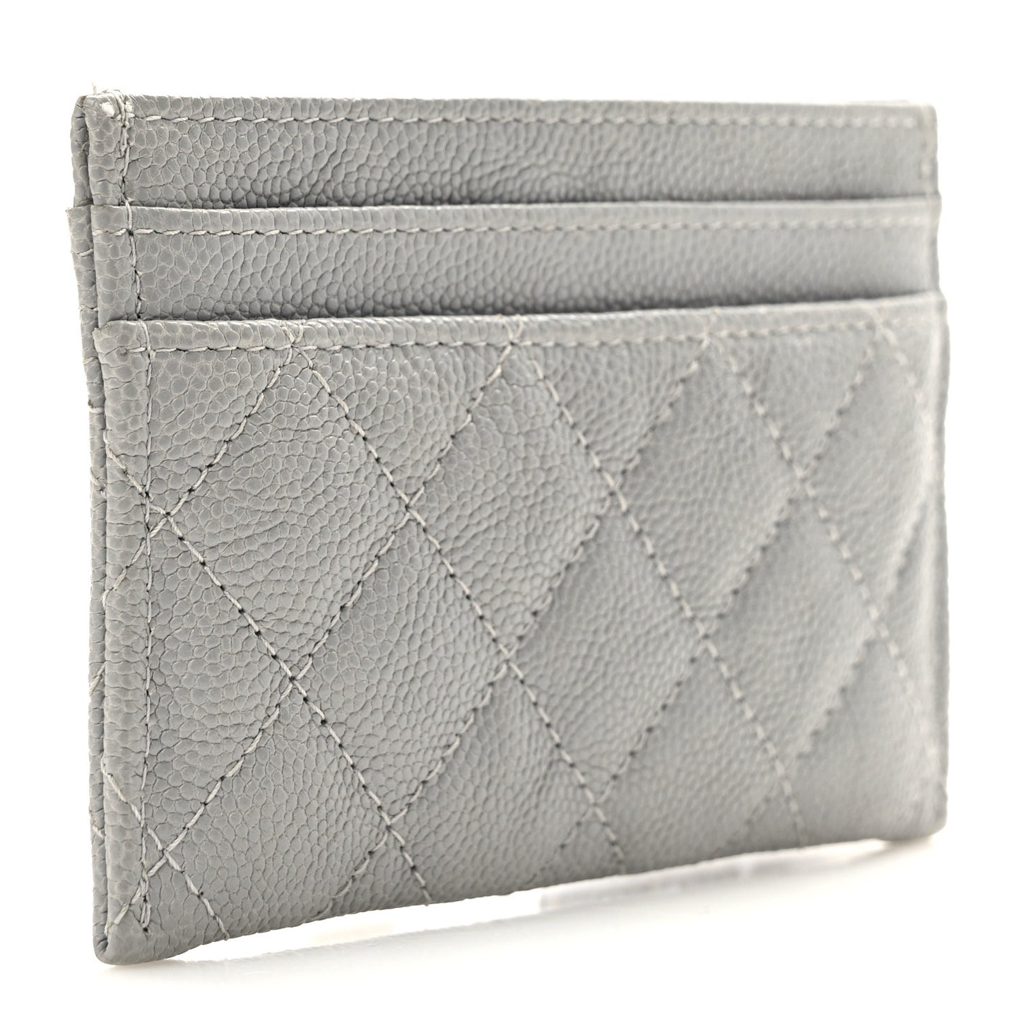 Caviar Quilted Boy Card Holder Grey