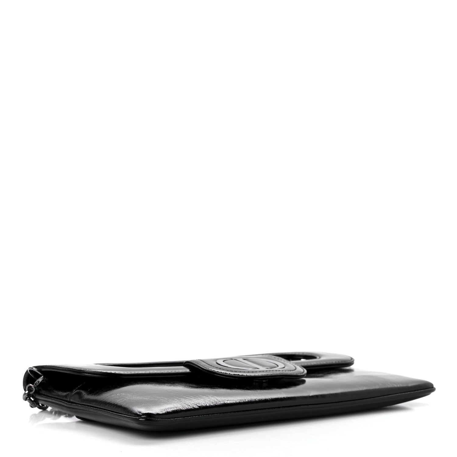 Christian Dior Crinkled Patent Lambskin Medium Diordouble Chain Bag Black 3 of 10