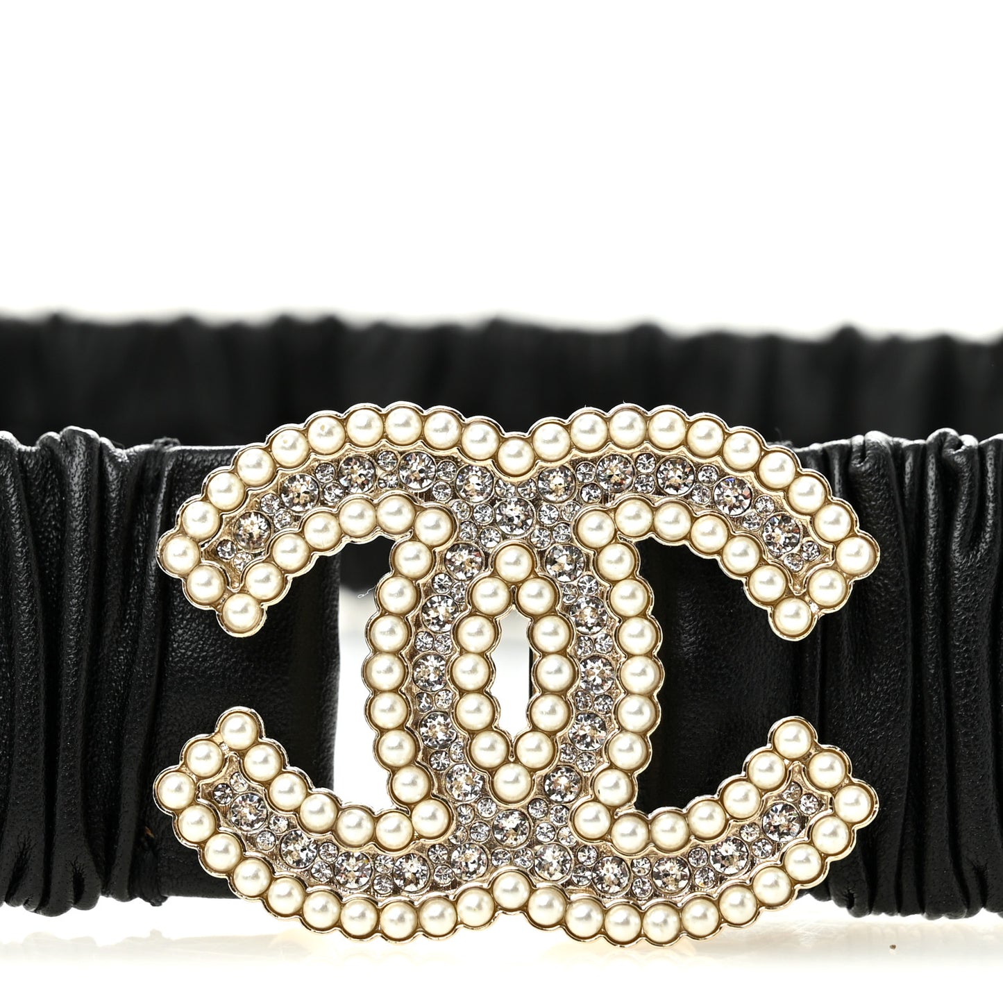 Lambskin Crystal Pearl CC Belt 80 32 Black