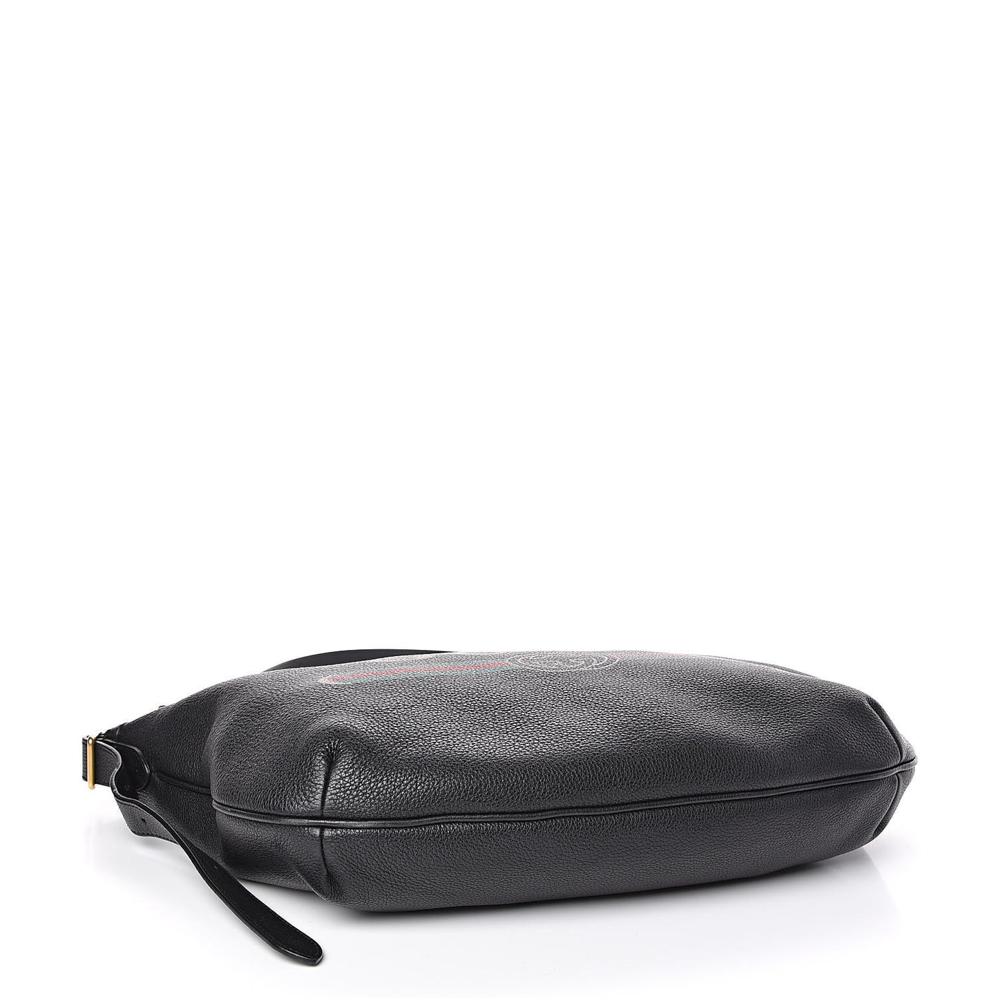 Grained Calfskin Logo Half Moon Hobo Black