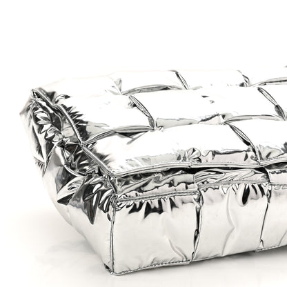 Bottega Veneta Metallic Calfskin Maxi Intrecciato Padded Cassette Crossbody Bag Silver 8 of 9
