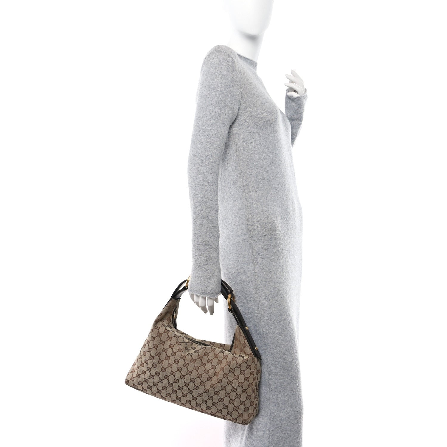 Gucci Monogram Medium Horsebit Chain Hobo Dark Brown 2 of 18