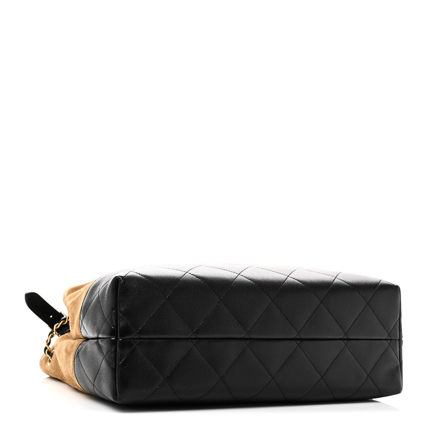 Chanel Suede Calfskin Shiny Lambskin Quilted Small Coco Base Shopping Bag Beige Black 4 of 11