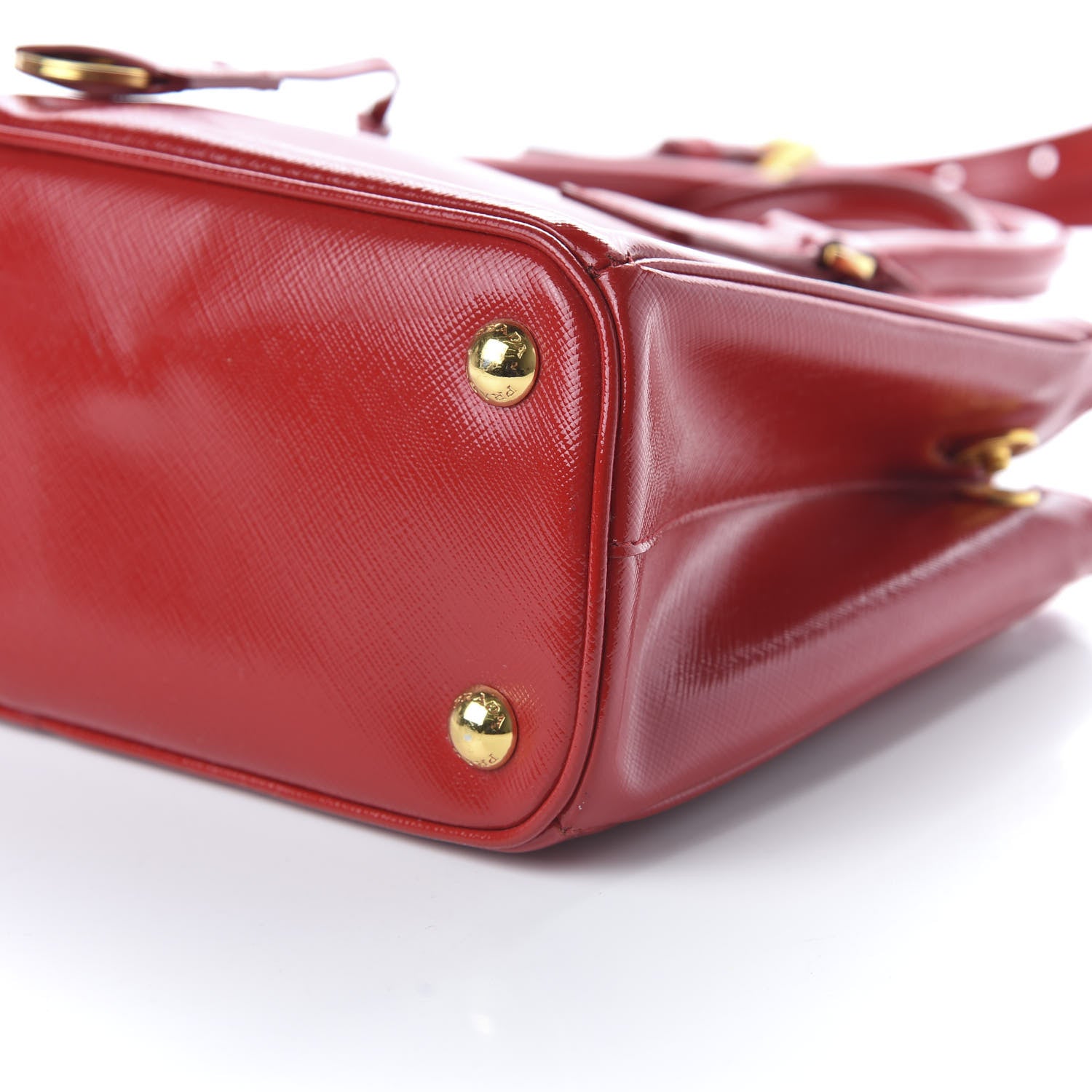 Prada Saffiano Vernice Small Galleria Double Zip Tote Rosso 8 of 10