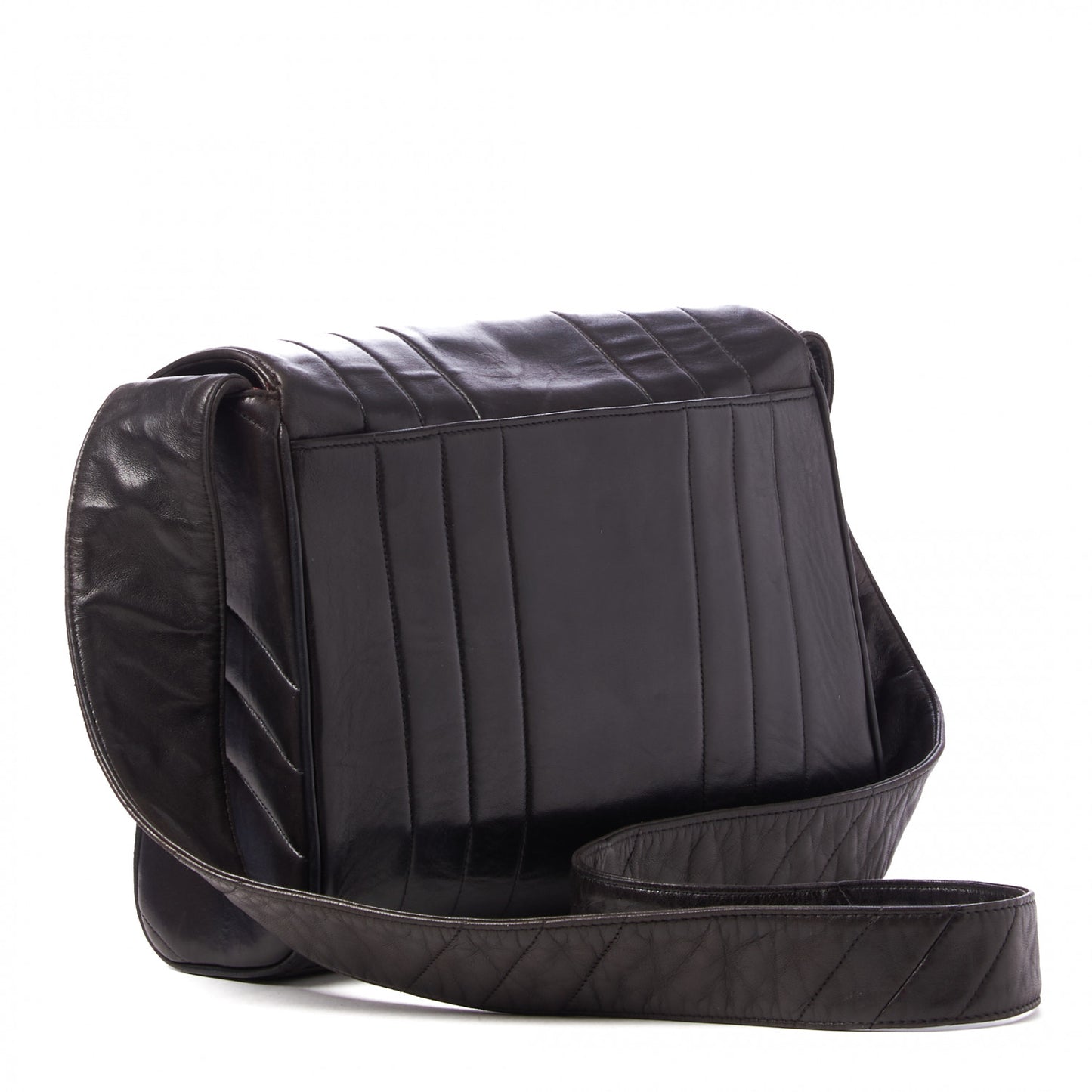 Lambskin Vertical Quilted CC Flap Shoulder Bag Black