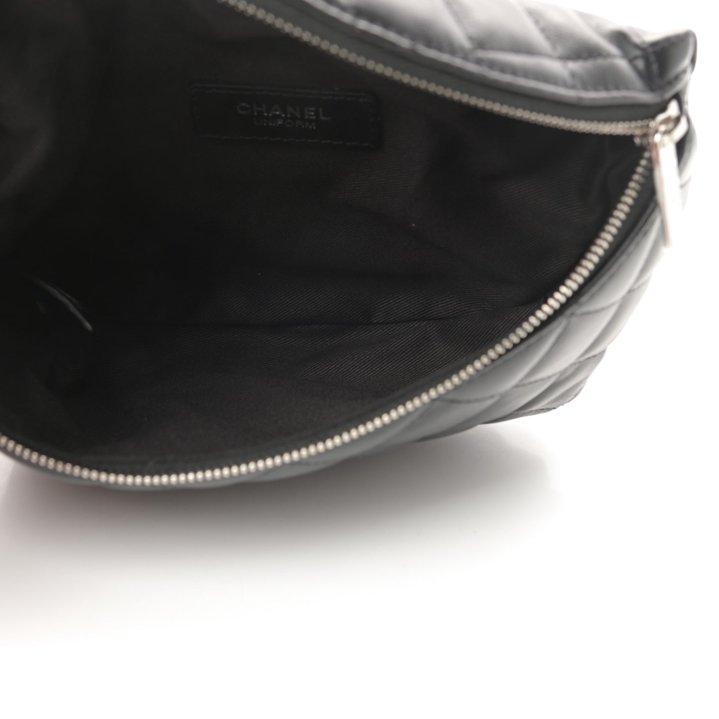 Lambskin Quilted Waist Belt Bag Black