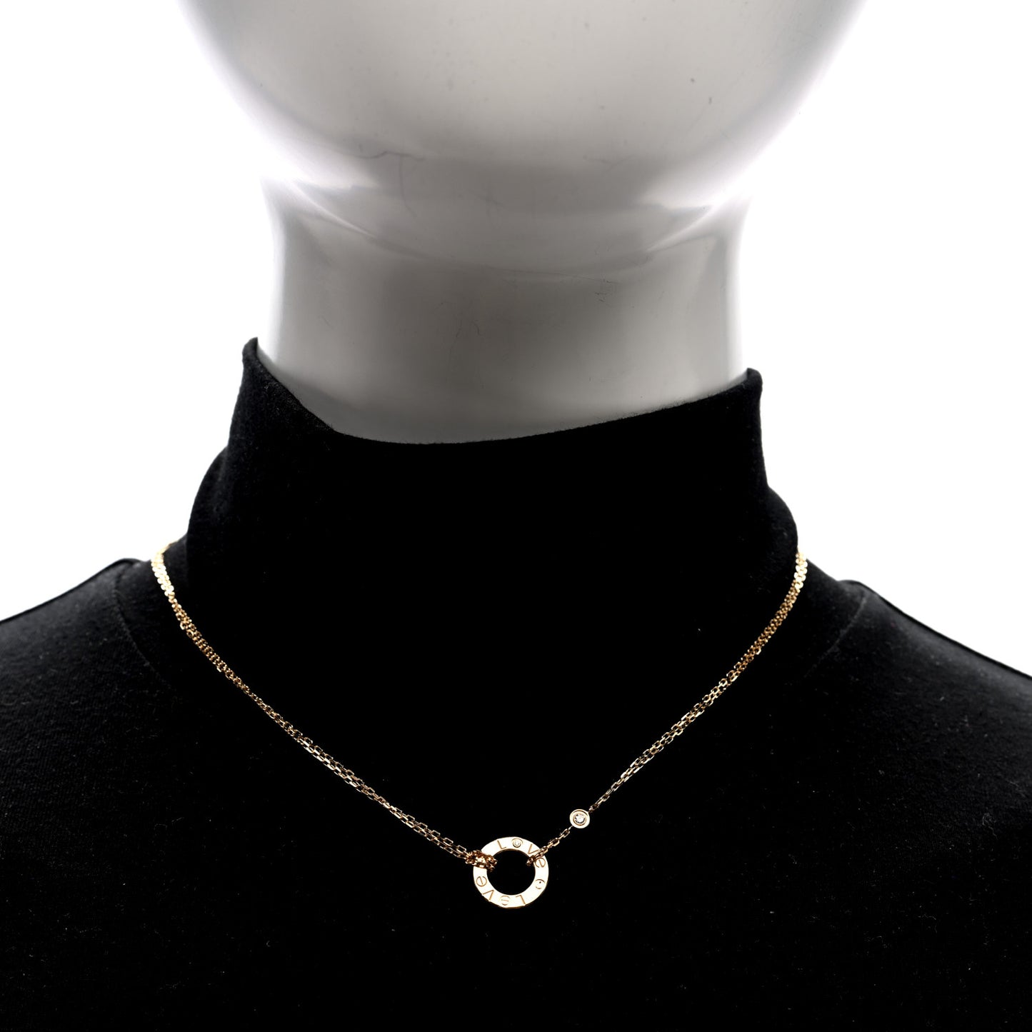 18K Yellow Gold 2 Diamond LOVE Necklace