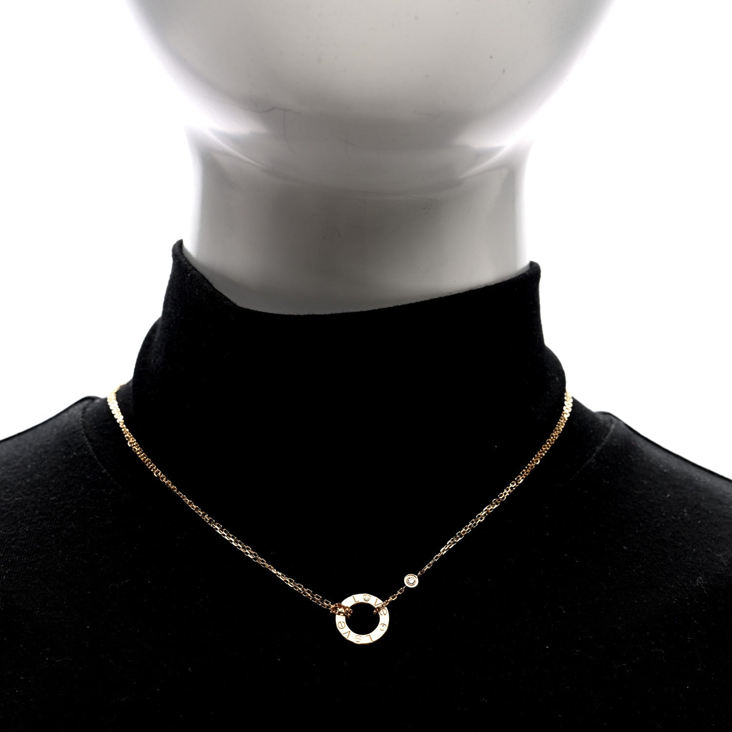 Cartier 18K Yellow Gold 2 Diamond LOVE Necklace 2 of 5