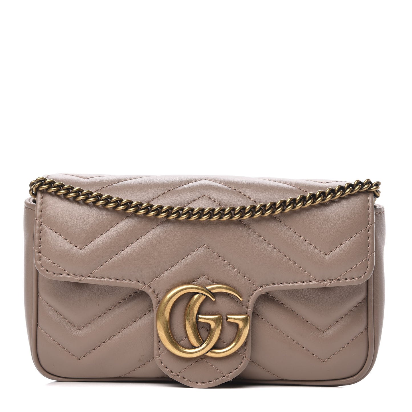 Calfskin Matelasse Super Mini GG Marmont Shoulder Bag Porcelain Rose